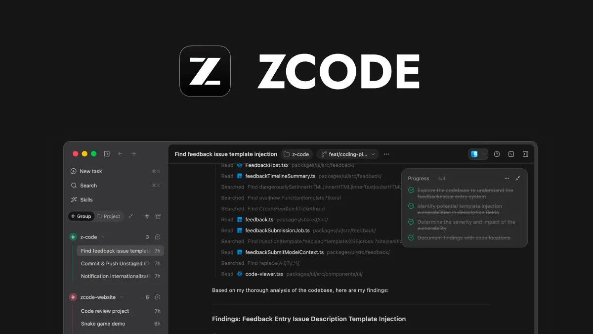ZCode, the desktop coding agent from Z.ai