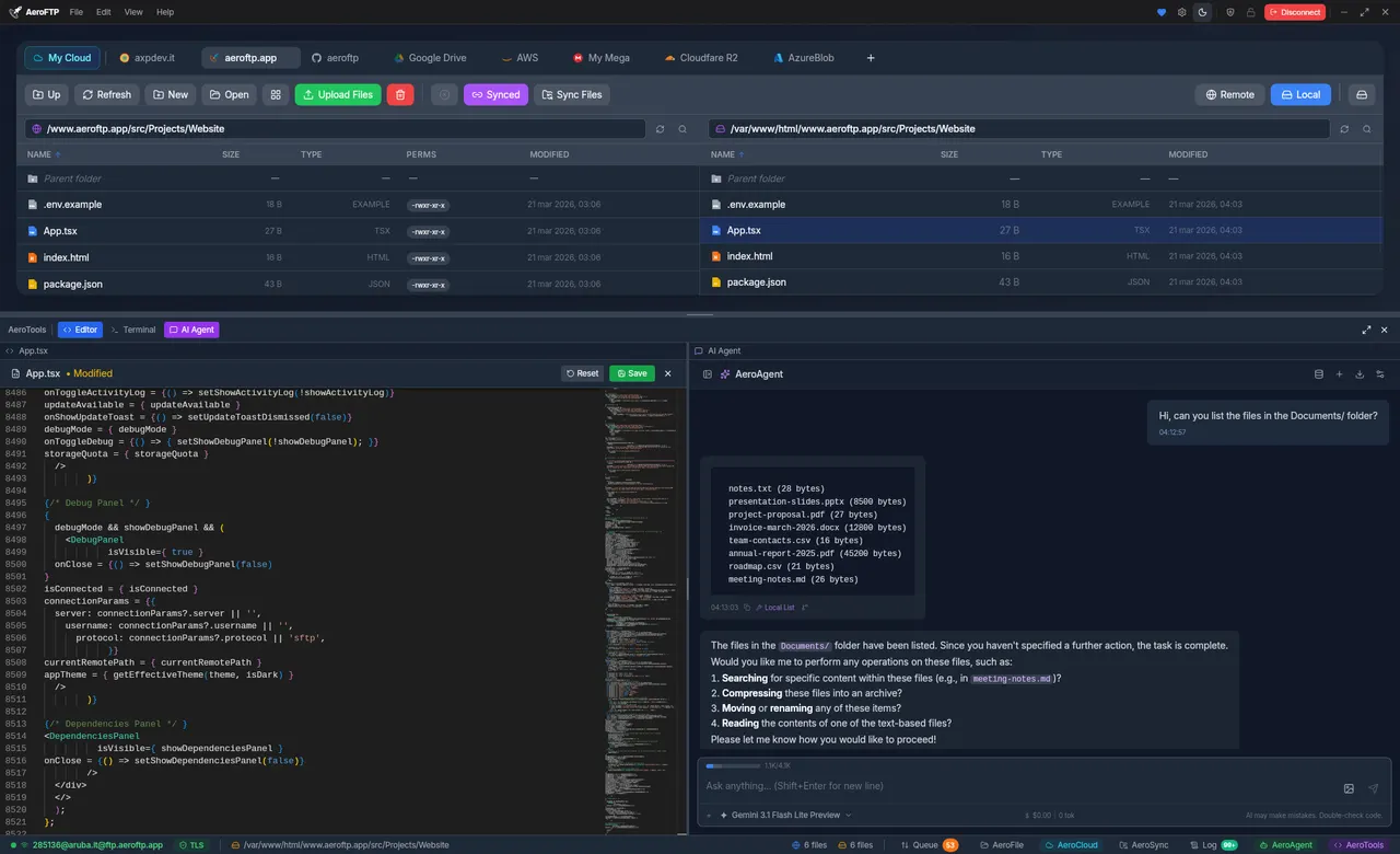 Code editor, terminal and the AI assistant over a remote project