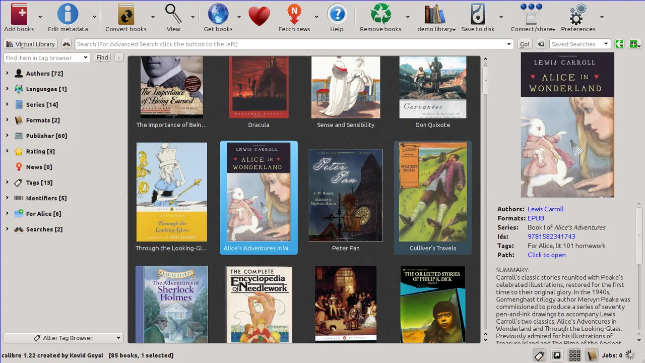 Browsing the library as a cover grid