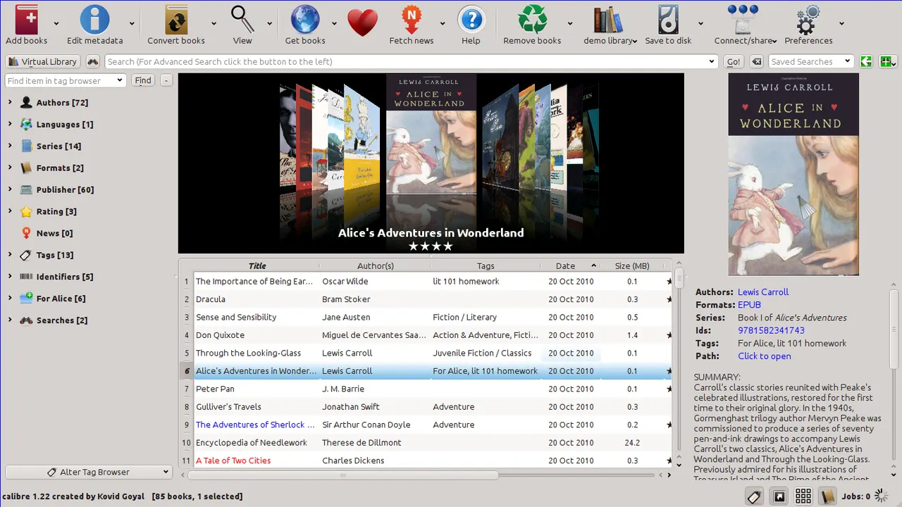 Browsing the library in cover flow