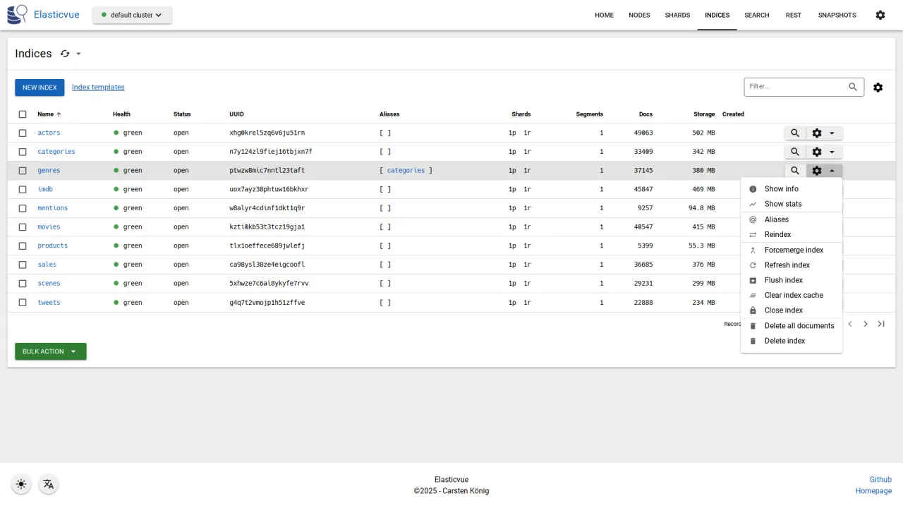 Managing indices