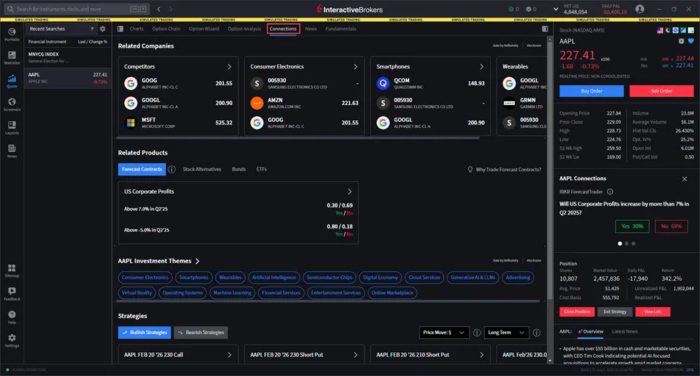 Connections view in IBKR Desktop