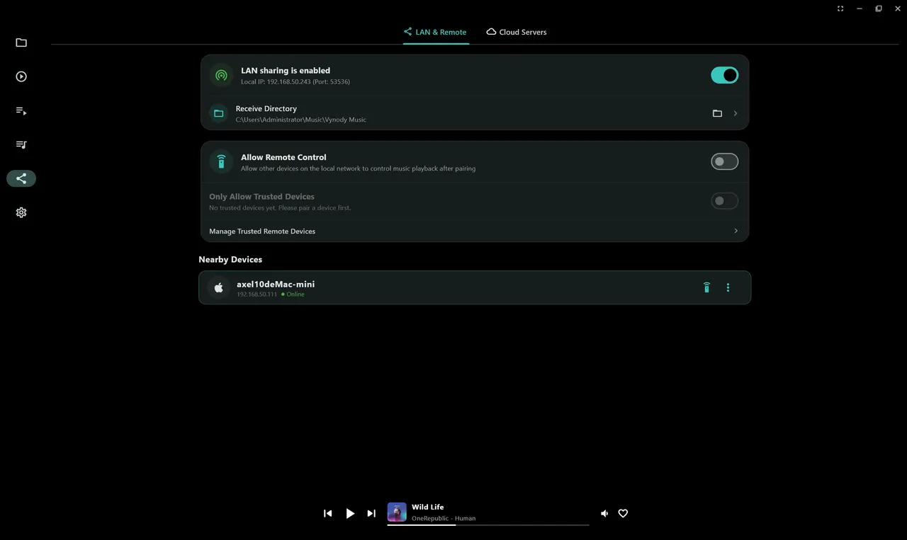 Sharing lyrics and music over the local network