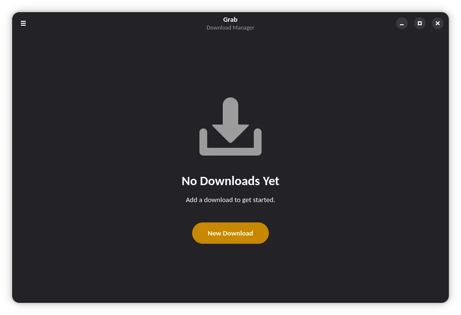 Empty state with a New Download shortcut