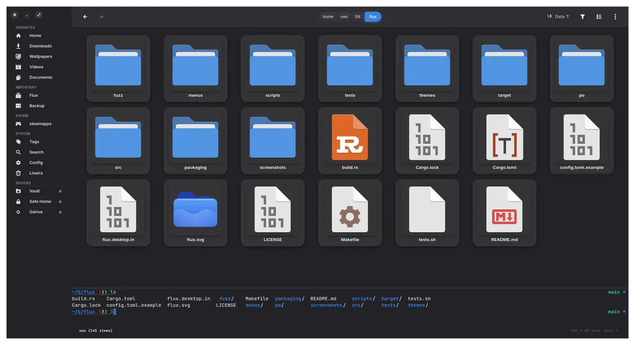 Flux main interface