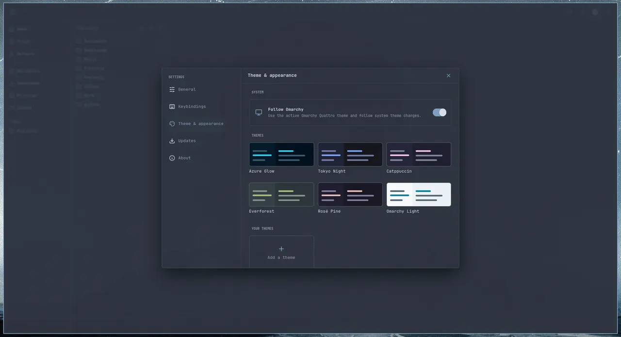 Theme and appearance settings
