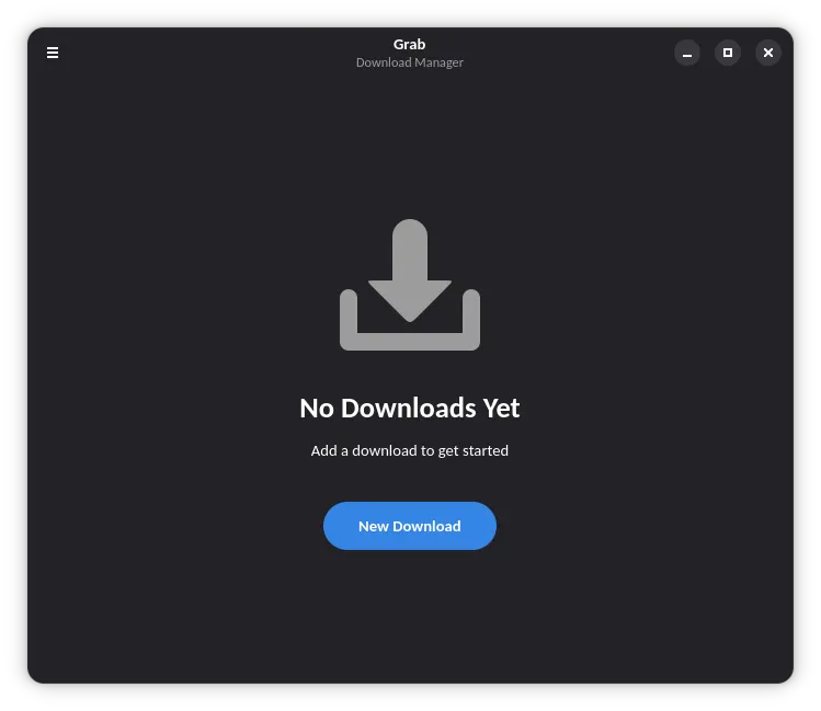 Empty state with a New Download shortcut