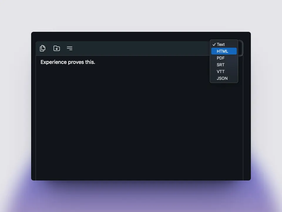 Exporting transcripts in several formats