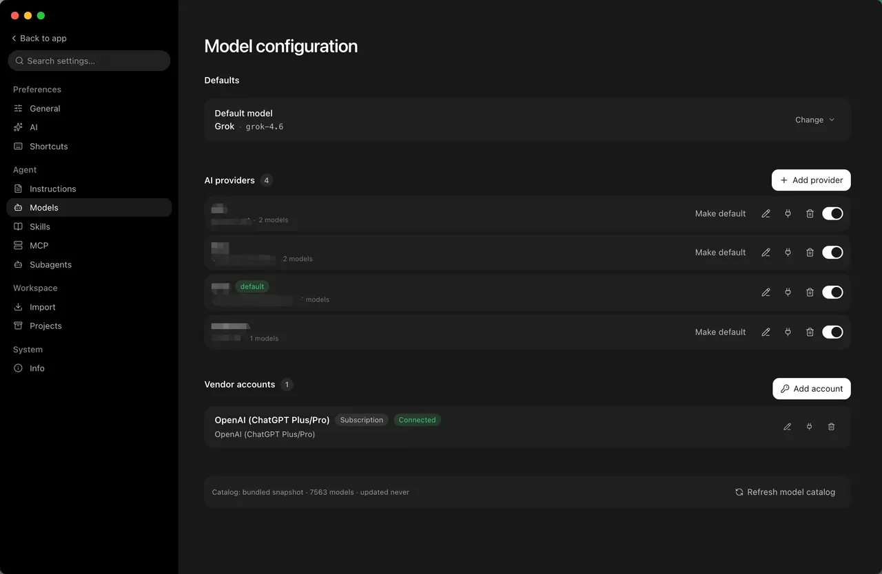 Switching model and reasoning level inside a session