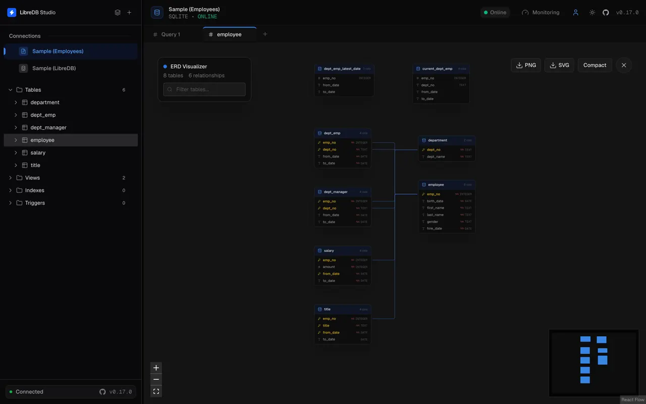 Entity-relationship diagram of a schema