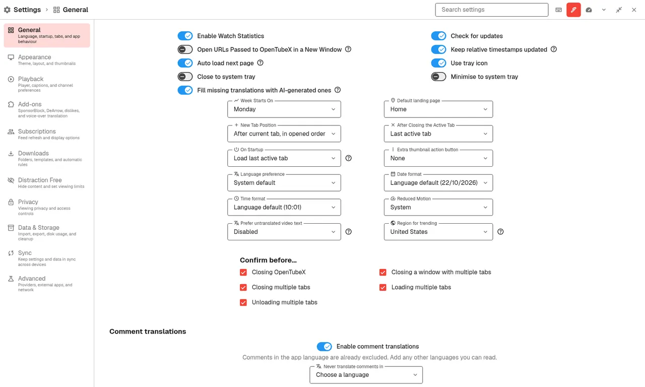 Settings (light theme)