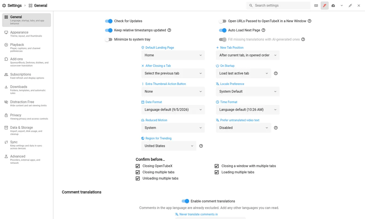 Settings (light theme)